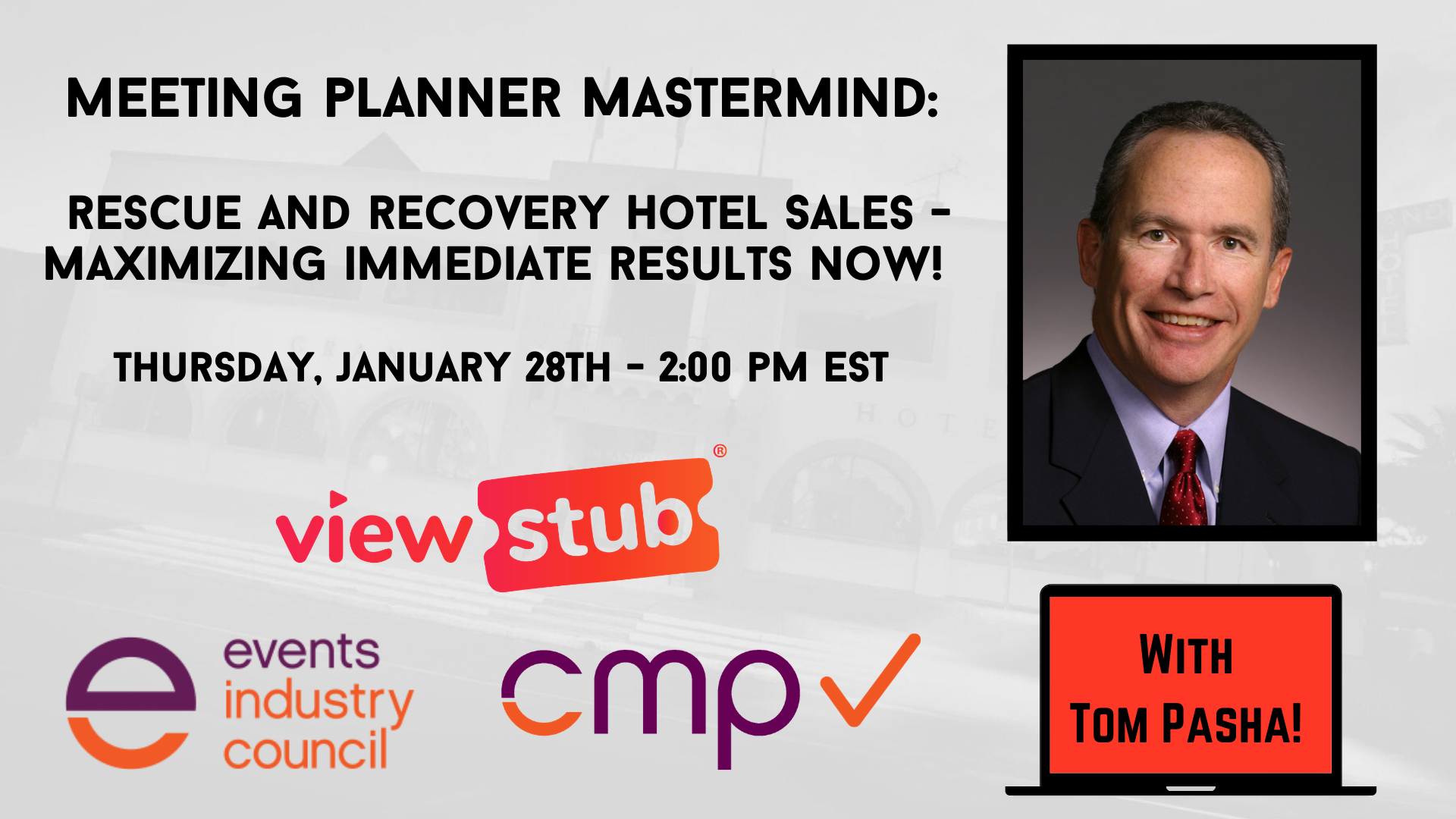 Photo for Hotel Sales MasterMind: Rescue and Recovery Hotel Sales- Maximizing Immediate Results NOW! on ViewStub
