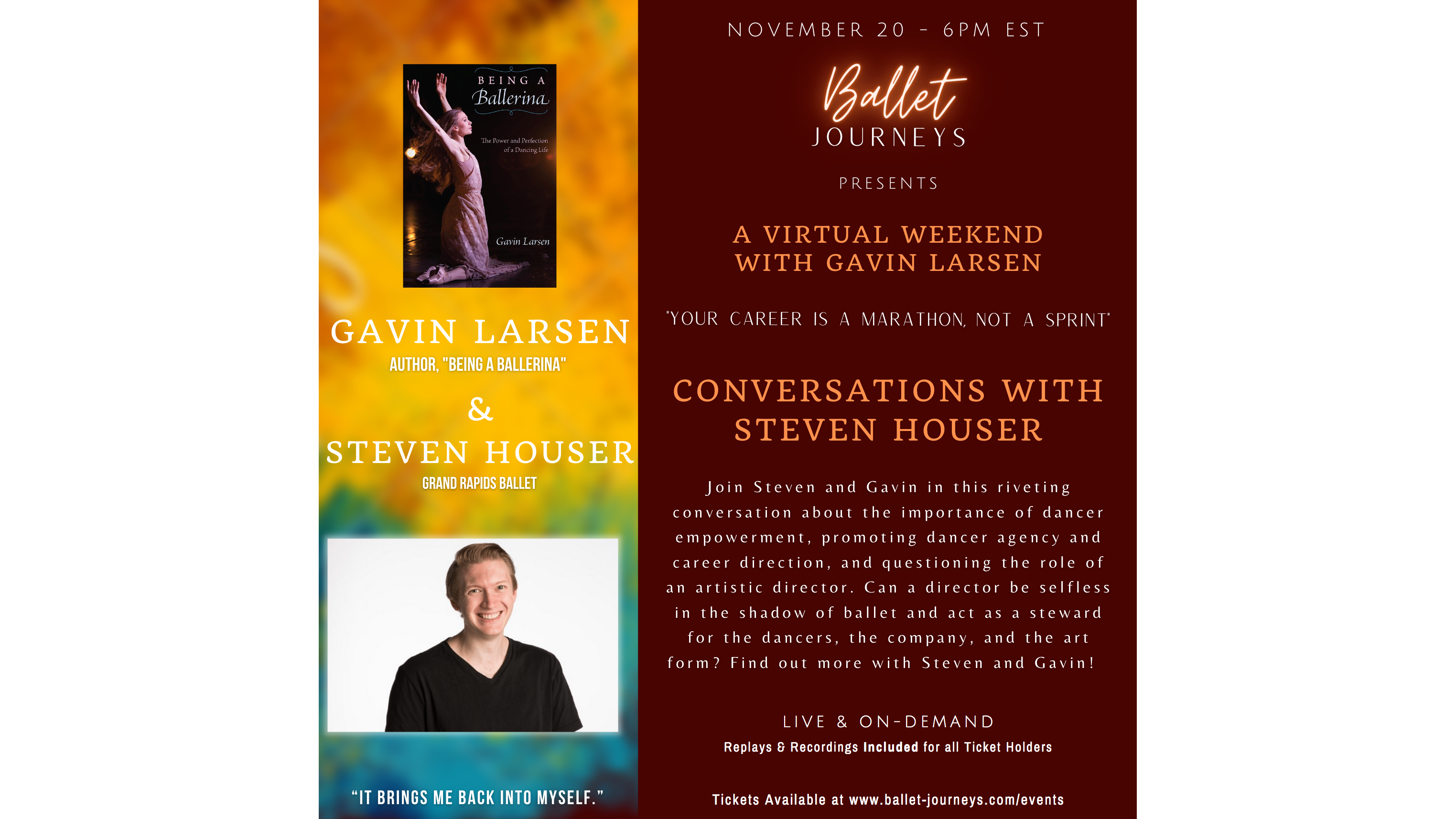 Photo for Ballet Journeys - A Weekend with Gavin Larsen (REPLAYS) on ViewStub